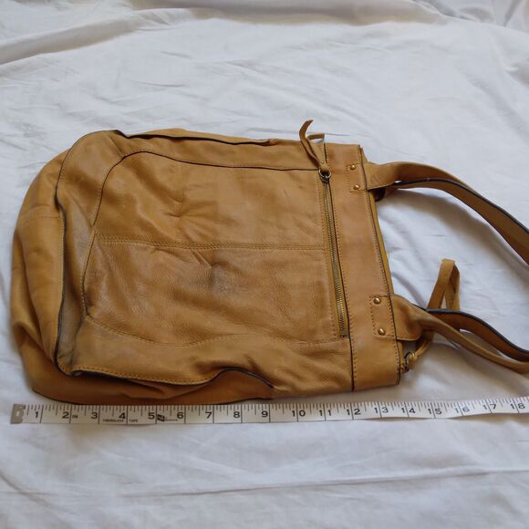 Lucky Brand Large Brown Leather Tote Shoulder Bag Distressed Y2K Boho Festival - Picture 10 of 14